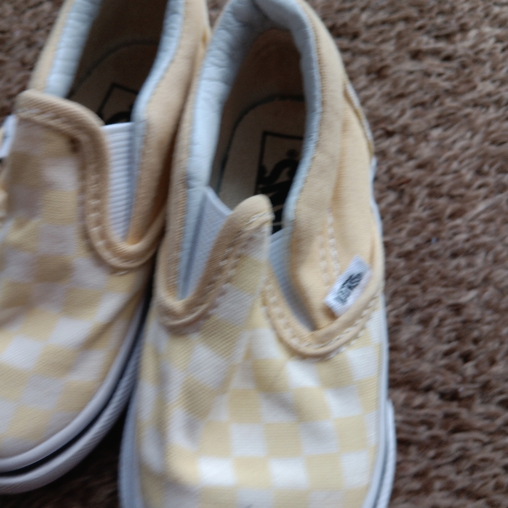Vans Kids Yellow Checkered Slip-On Shoes